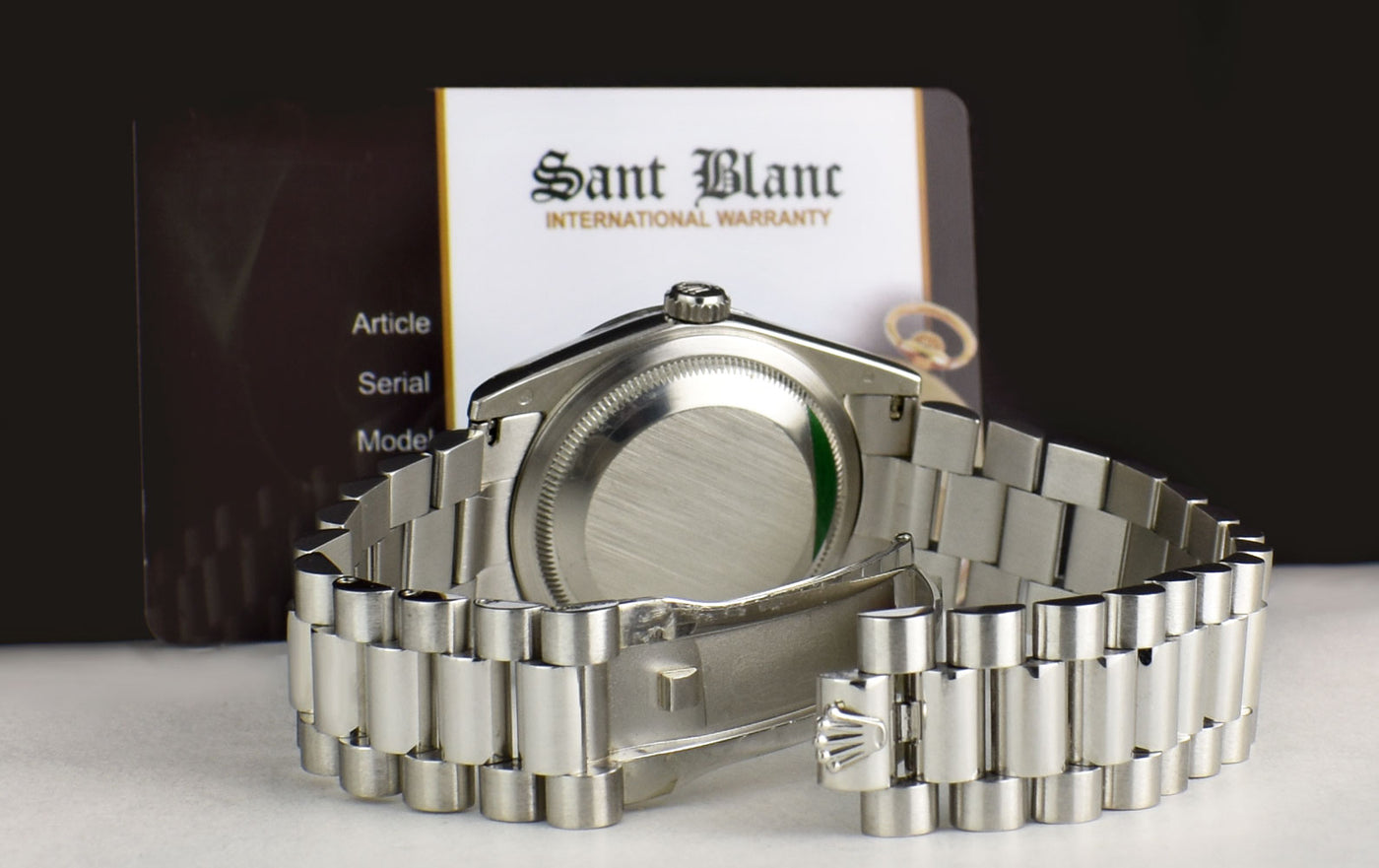 ROLEX REHAUT Mens Day Date 36 Platinum President MOP Diamond