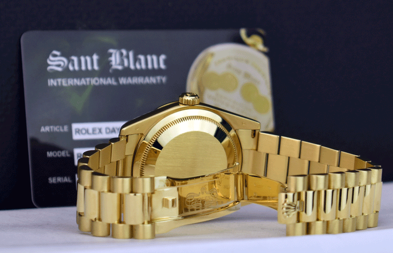 ROLEX 18kt Gold Day Date President Champagne Diamond Dial Fat Buckle Model 118238