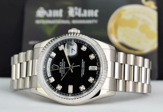 Rolex day date top silver black face