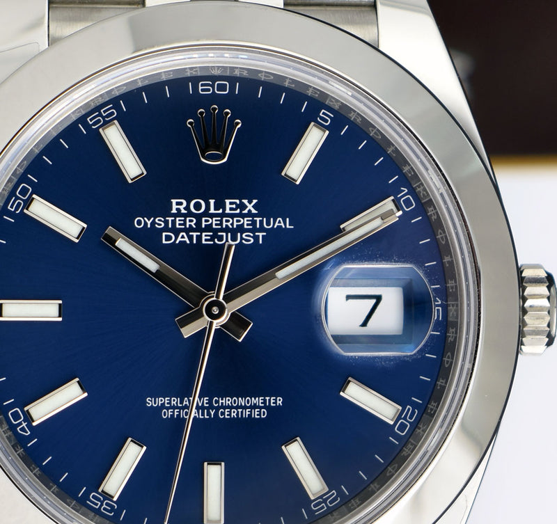 ROLEX 2021 41mm Stainless Steel DateJust Blue Index Dial Model 126300