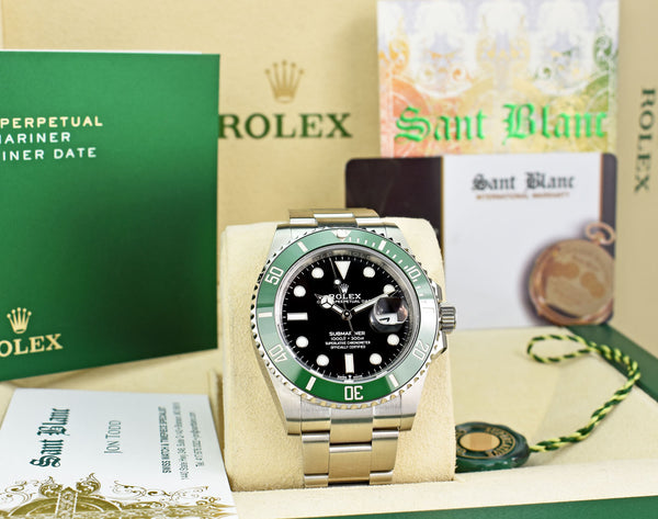 ROLEX Stainless Submariner "KERMIT" Black Index Dial Green Ceramic Bezel Model 126610LV