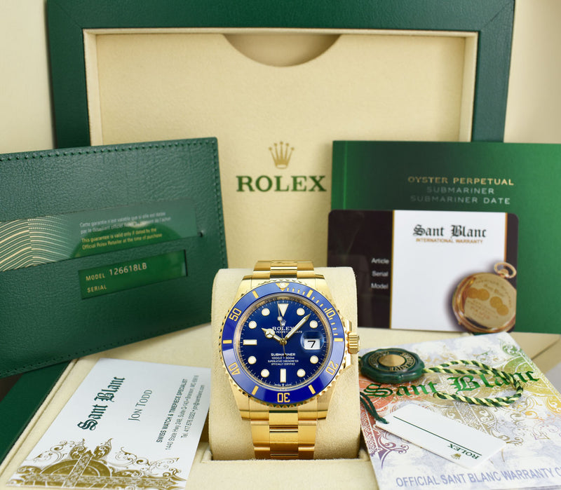 ROLEX 18CT GOLD SUBMARINER 41mm CASE SIZE MODEL 126618LB - Carr Watches