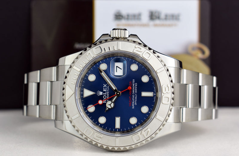ROLEX 40mm Platinum & Stainless Steel Yachtmaster Blue Dial Model 126622