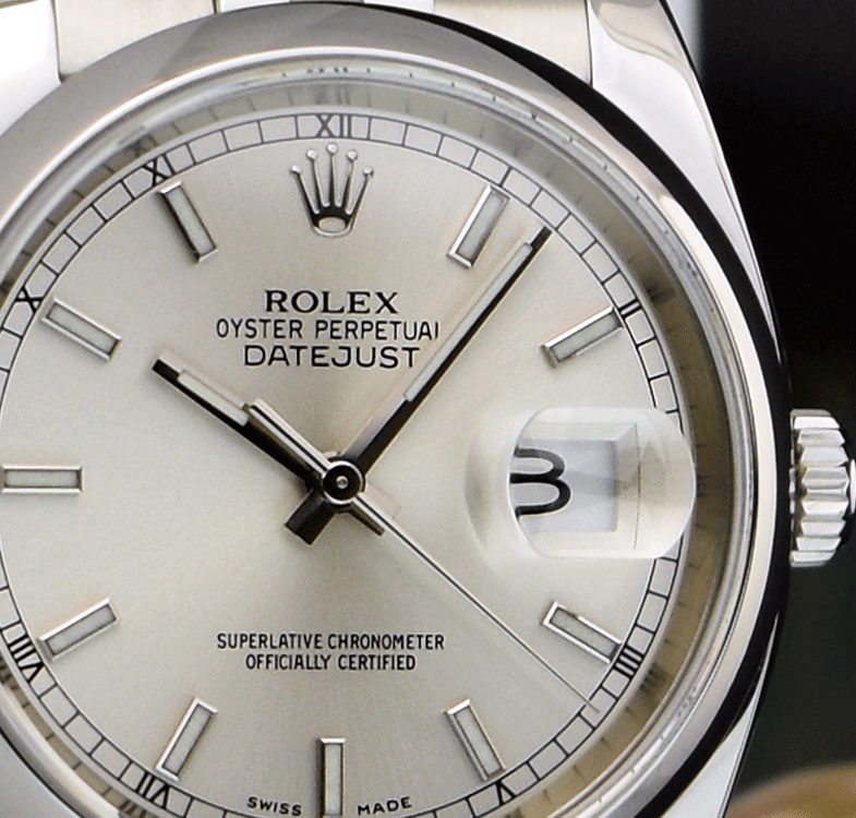 ROLEX Mens Stainless Steel DATEJUST Silver Index Dial Jubilee Band Model 116200