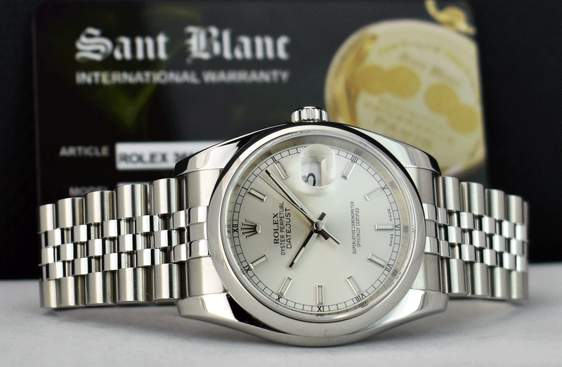ROLEX Mens Stainless Steel DATEJUST Silver Index Dial Jubilee Band