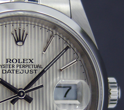 ROLEX 36mm Stainless Steel Datejust Jubilee Band Silver Tapestry