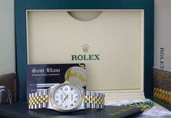 ROLEX 36mm 18kt Gold & Stainless DateJust White Roman Dial Jubilee Band Model 16233