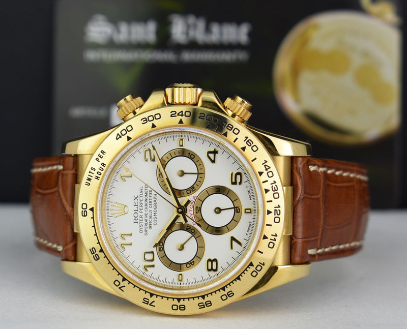 ROLEX 18kt Gold Zenith Daytona White Arabic Dial Model 16518