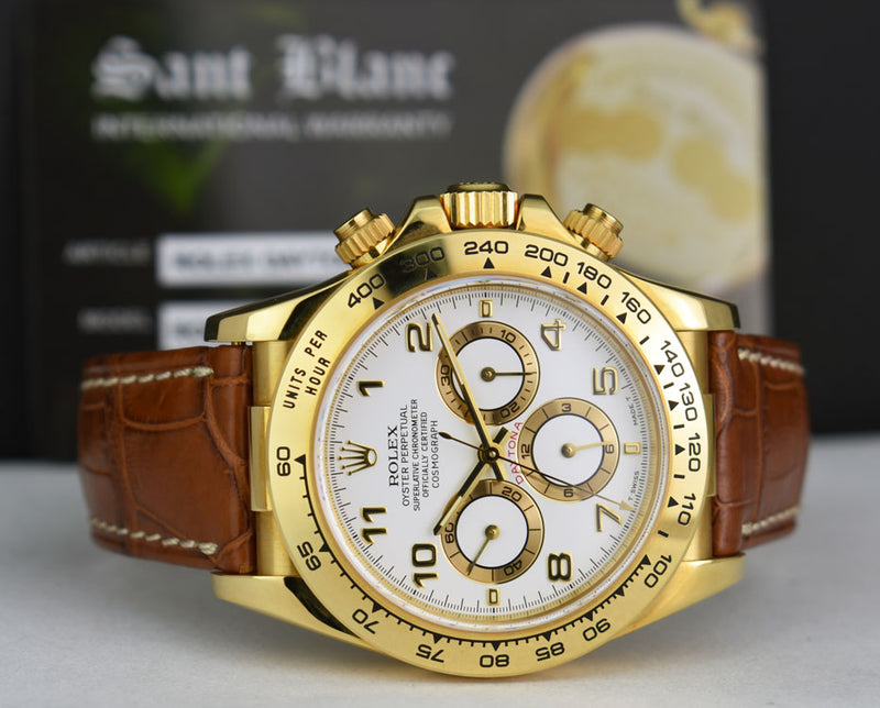 ROLEX 18kt Gold Zenith Daytona White Arabic Dial Model 16518