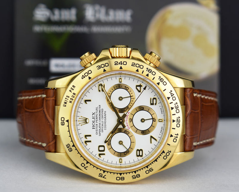 ROLEX 18kt Gold Zenith Daytona White Arabic Dial Model 16518