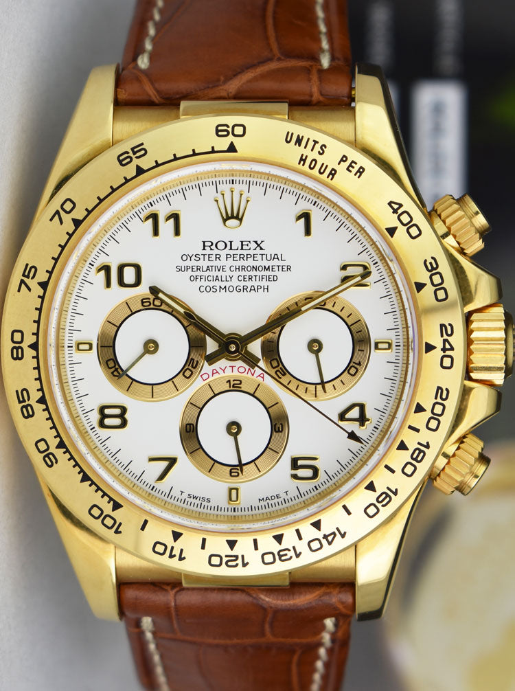 ROLEX 18kt Gold Zenith Daytona White Arabic Dial Model 16518