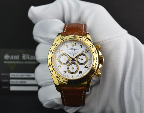 ROLEX 18kt Gold Zenith Daytona White Arabic Dial Model 16518