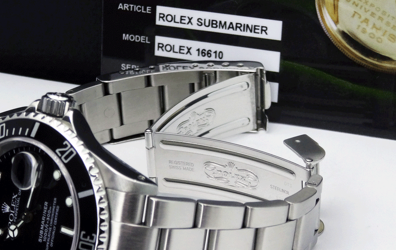 ROLEX Mens Stainless Steel Submariner Black Index Dial SEL Model 16610