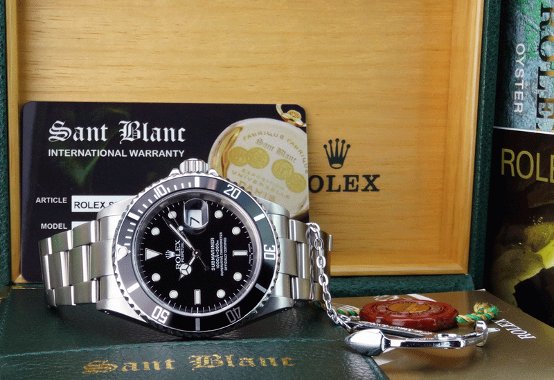 ROLEX Mens Stainless Steel Submariner Black Index Dial SEL Model 16610