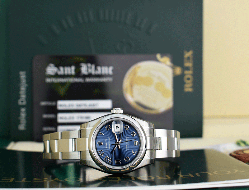 ROLEX Ladies 26mm Stainless Steel Datejust Blue Concentric Arabic Model 179160