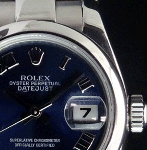 ROLEX Ladies Stainless Steel DateJust Blue Roman Dial Model 179160