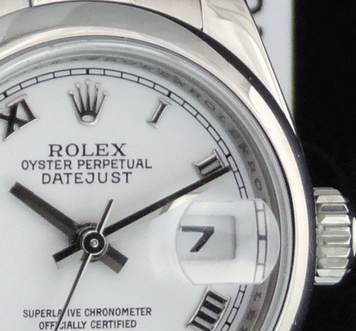 ROLEX Ladies Stainless Steel DateJust Oyster Band White Roman 179160
