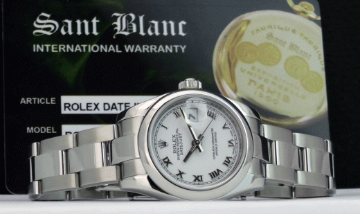 ROLEX Ladies Stainless Steel DateJust Oyster Band White Roman 179160