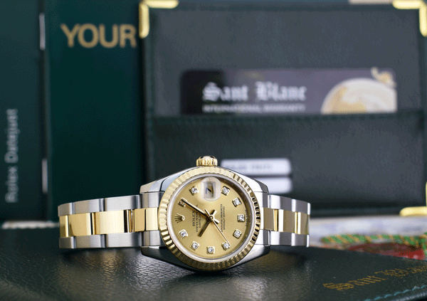 ROLEX Ladies 26mm 18kt Gold & Stainless Steel Datejust Champagne Diamond Dial  Model 179173