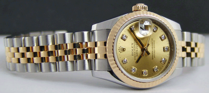 ROLEX Ladies 26mm 18kt Yellow Gold & Stainless Steel Datejust Champagne Diamond Model 179173