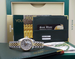ROLEX Ladies 26mm 18kt Yellow Gold & Stainless Datejust Mother of Pearl Diamond Dial Model 179173