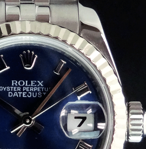 ROLEX Ladies White Gold & Stainless DateJust Blue Roman Dial Model 179174