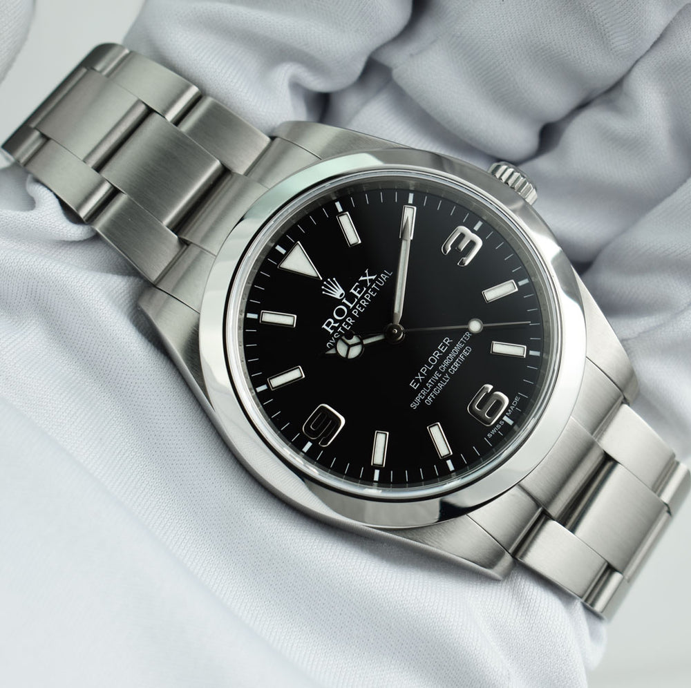 ROLEX 39mm Mens Stainless Steel Explorer Black Index Dial Model