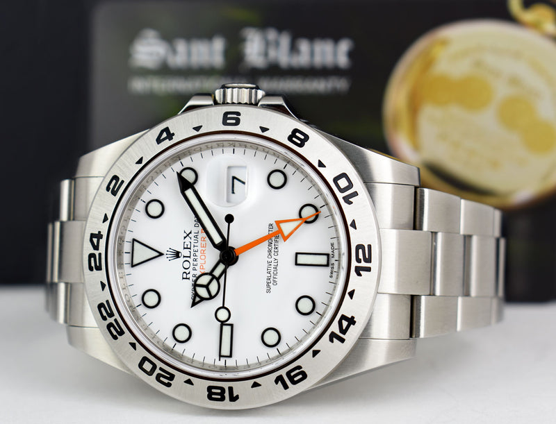 ROLEX 42mm Mens Stainless Steel Explorer II White Dial Model 216570