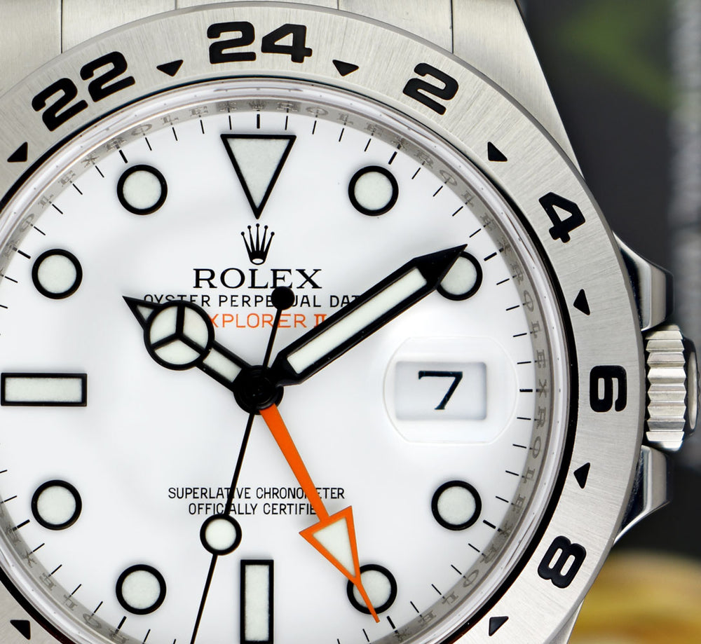 ROLEX 42mm Mens Stainless Steel Explorer II White Dial Model