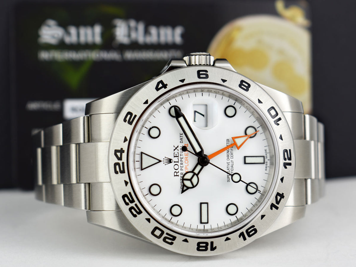ROLEX 42mm Mens Stainless Steel Explorer II White Dial Model