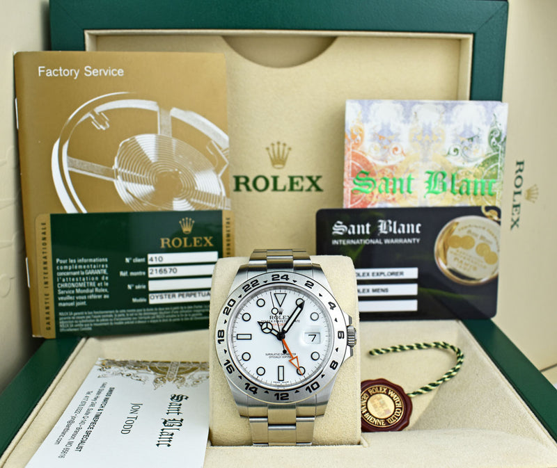 ROLEX 42mm Mens Stainless Steel Explorer II White Dial Model 216570