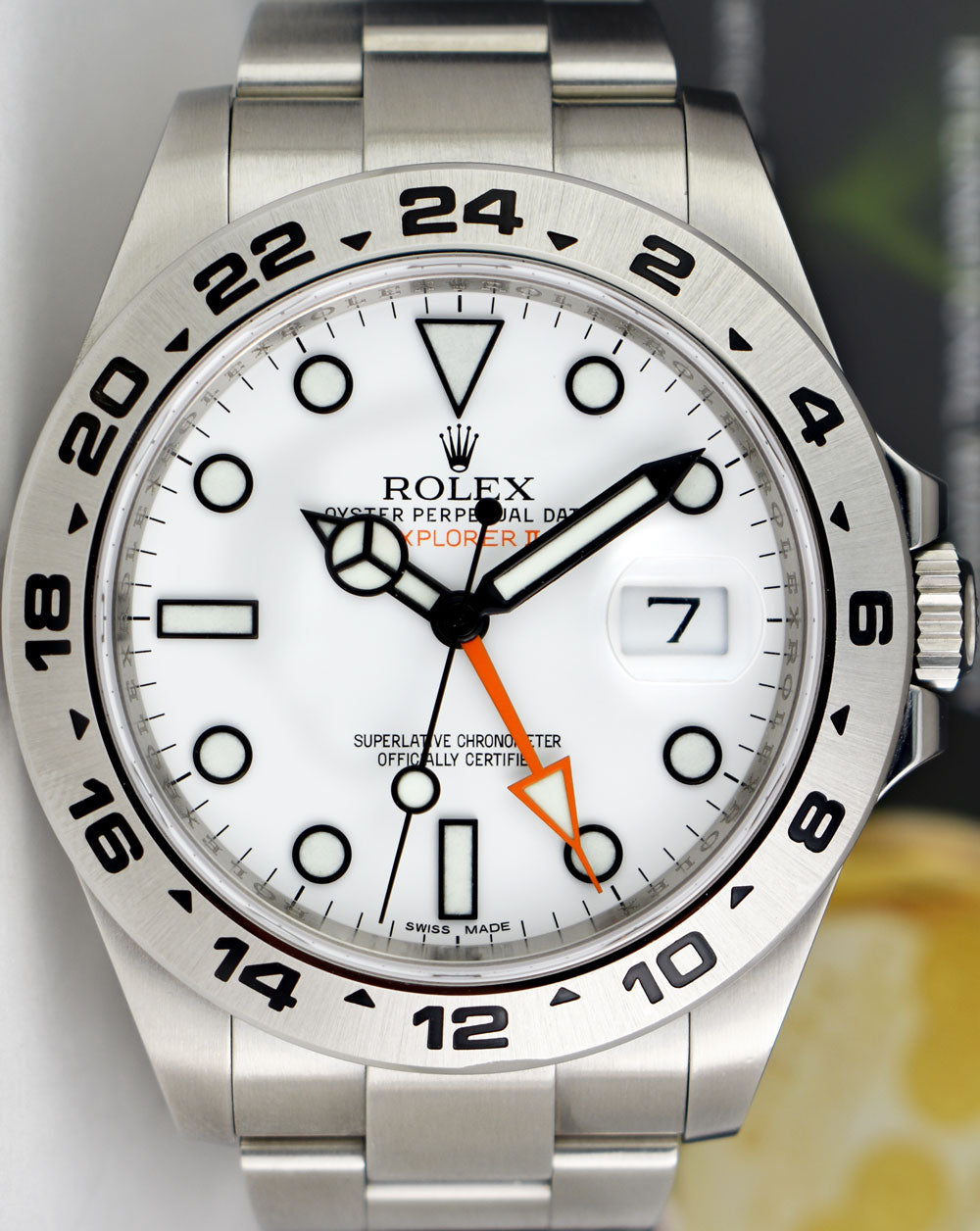 ROLEX 42mm Mens Stainless Steel Explorer II White Dial Model