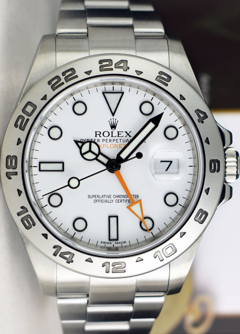 ROLEX Mens Stainless Steel Explorer II White Index Dial Model 216570