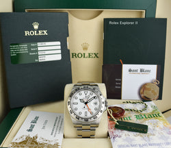 ROLEX 42mm Stainless Steel Explorer II POLAR White Dial BOX BOOKS CARD Model 216570