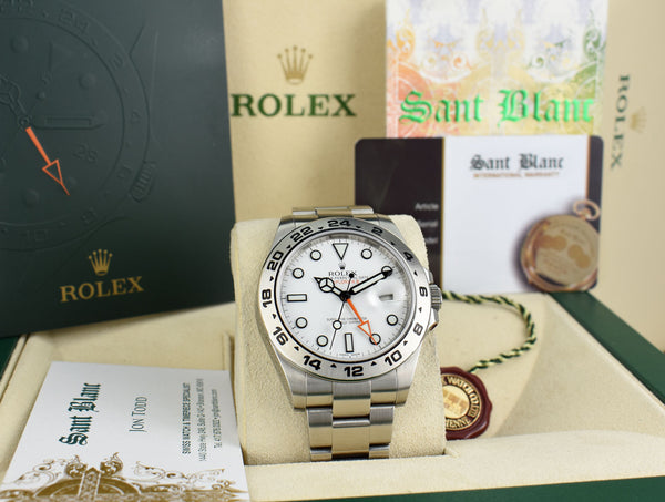 ROLEX 42mm Stainless Steel Explorer II POLAR White Dial BOX BOOKS CARD Model 216570