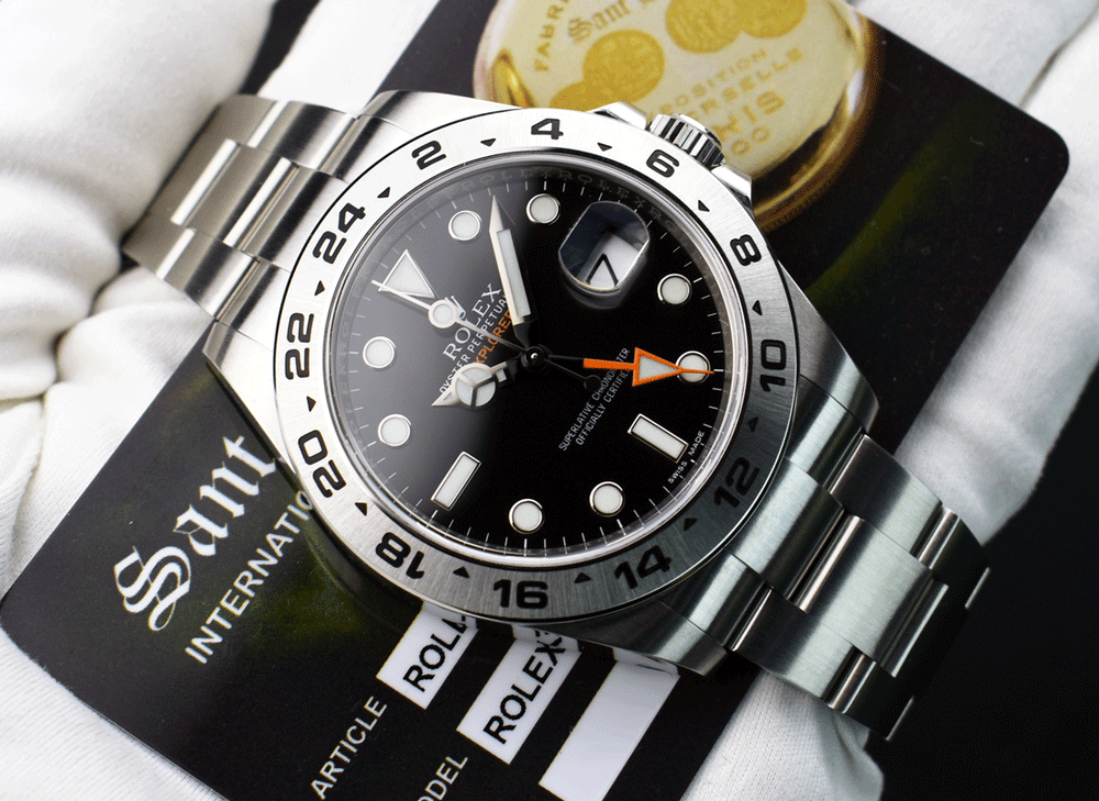ROLEX 42mm Stainless Steel Explorer II Black Dial Model 216570 Sant Blanc