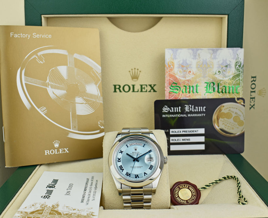 ROLEX 41mm Platinum DayDate II President Glacier Concentric Roman