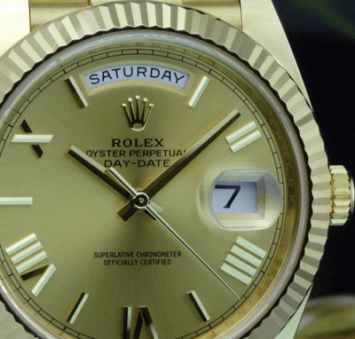 ROLEX Mens 18kt Gold Day Date 40mm President Champagne Roman