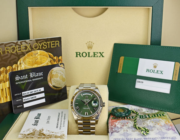 ROLEX White Gold DayDate 40 President Green Roman Model 228239