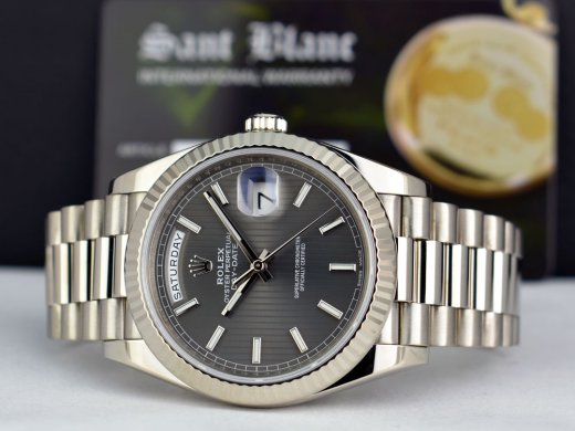 ROLEX 18kt White Gold Day Date 40 President Rhodium Tapestry 228239