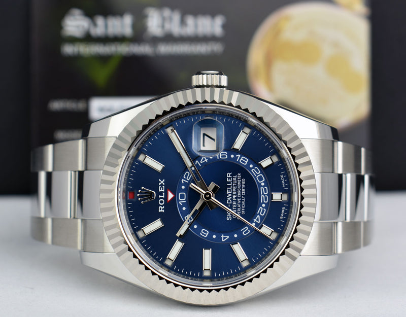 ROLEX 42mm 18kt White Gold & Stainless Sky Dweller Blue Dial Model 326934
