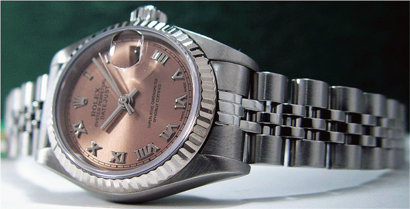 ROLEX Ladies 26mm 18kt White Gold & Stainless Steel DateJust Rose Roman Model 69174