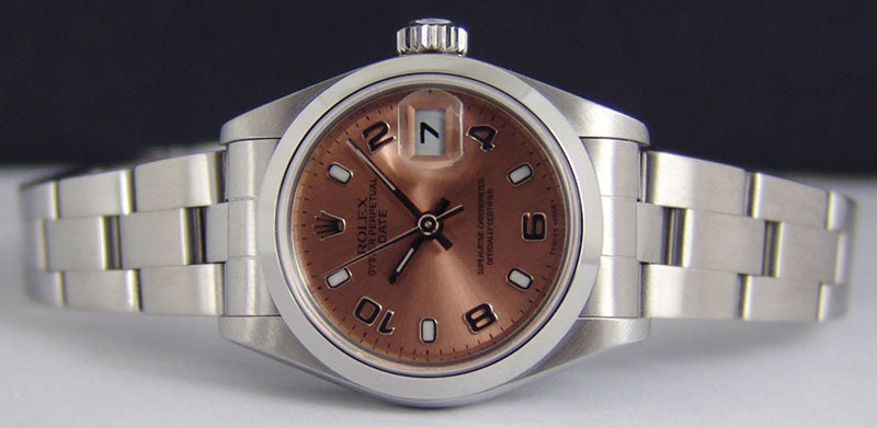 ROLEX Ladies 26mm Stainless Steel DateJust Rose Arabic Dial Model 79160