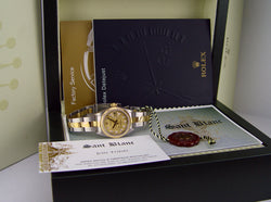 ROLEX Ladies 26mm 18kt Gold & Stainless DateJust Champagne Jubilee Diamond Dial Model 79173