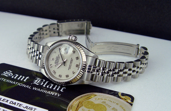 ROLEX Ladies 26mm White Gold & Stainless Steel DateJust Cream Arabic Dial Jubilee Band Model 79174