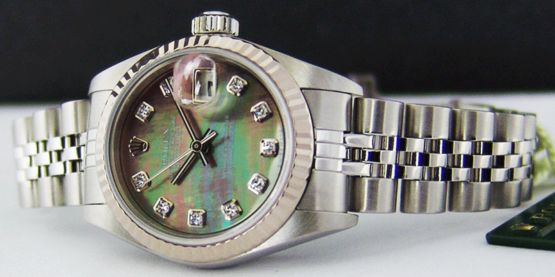 ROLEX Ladies 26mm 18kt White Gold & Stainless Steel DateJust MOP Diamond Dial Model 79174