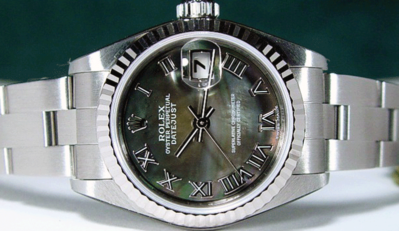 ROLEX Ladies 26mm 18kt White Gold & Stainless DateJust MOP Roman Dial Model 79174