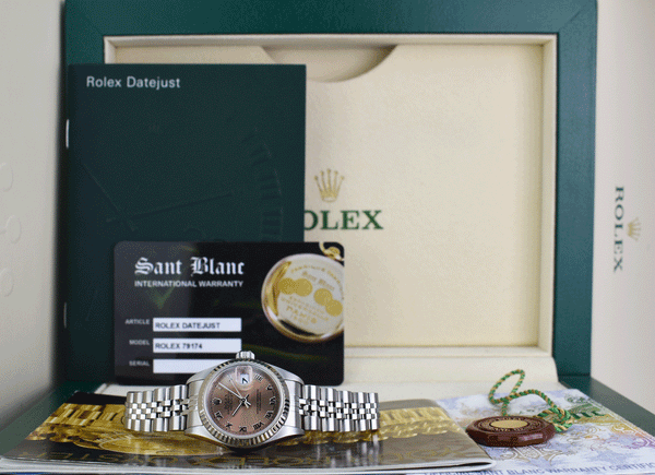 ROLEX Ladies 26mm White Gold & Stainless Steel DateJust Rose Roman Dial Model 79174