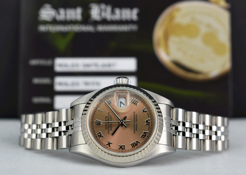 ROLEX Ladies 26mm White Gold & Stainless Steel DateJust Rose Roman Dial Model 79174