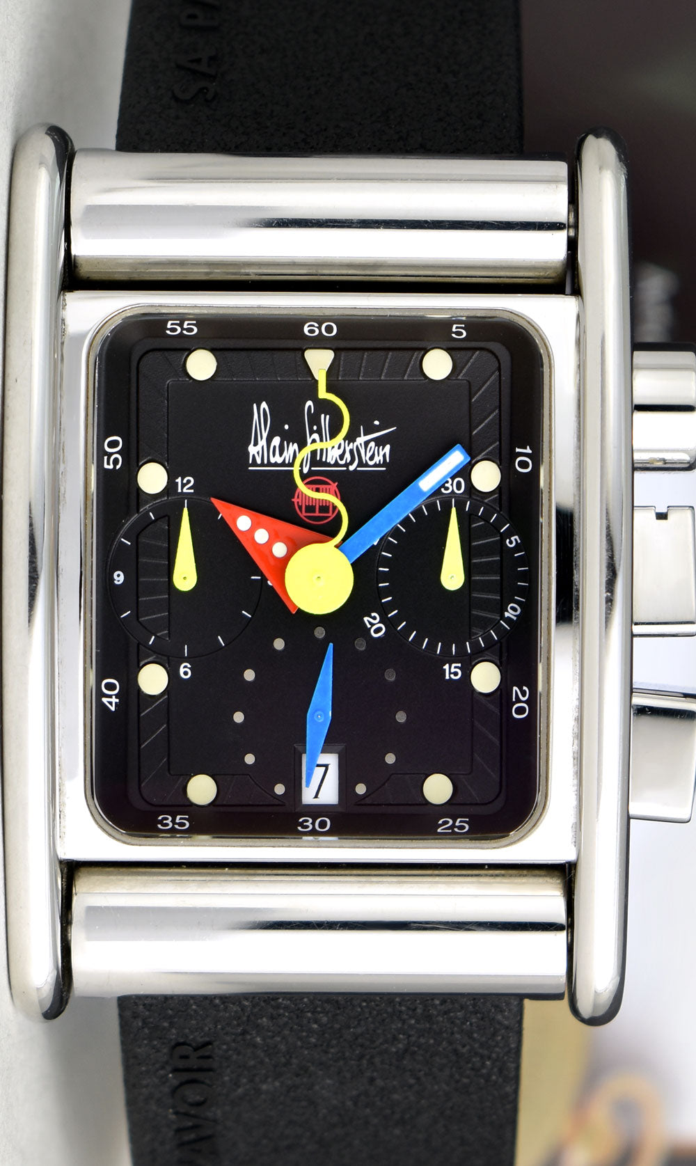 ALAIN SILBERSTEIN 48mm Stainless Steel Bolido Krono Black Dial